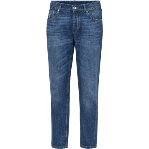 Blaue Slim-Cut Mid-Rise Jeans , Herren, Größe: 3XL - BRUNELLO CUCINELLI - Modalova