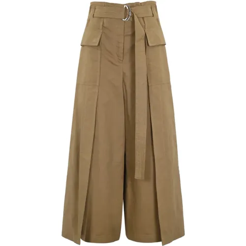 Flared Linen Cotton Trousers , female, Sizes: XS, 2XS - Max Mara Weekend - Modalova