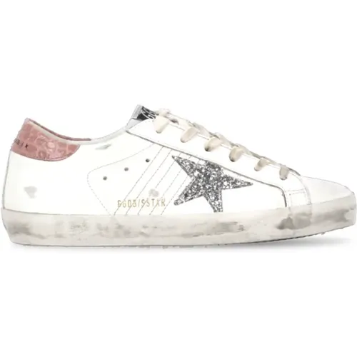 Weiße Leder Glitzer Stern Sneakers , Damen, Größe: 35 EU - Golden Goose - Modalova