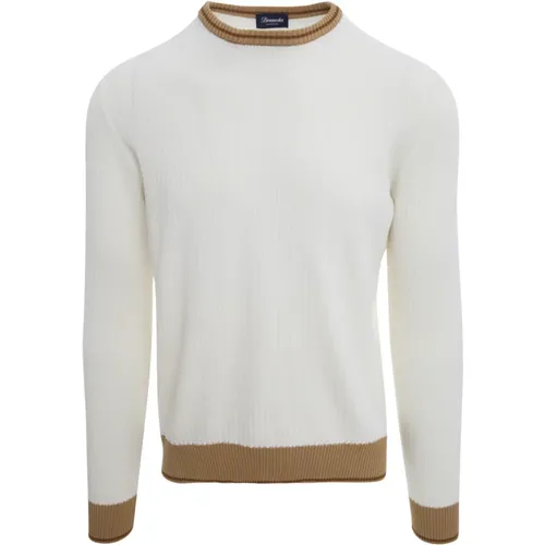 Classic Cream Ribbed Sweater , male, Sizes: 2XL, XL - Drumohr - Modalova