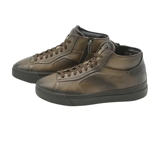 Leather High-Top Sneaker , male, Sizes: 7 UK - Santoni - Modalova