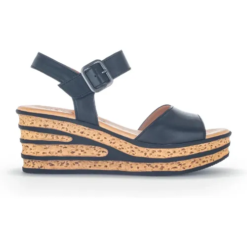 Schwarze Ledersandalen Bequemer Eleganter Stil , Damen, Größe: 40 EU - Gabor - Modalova