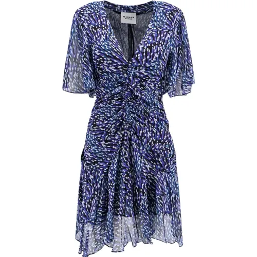Blaues Kleid mit Drapierung und V-Ausschnitt - Isabel marant - Modalova