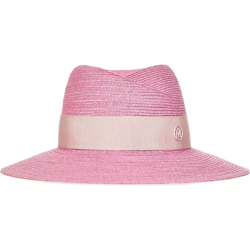 Bubblegum Straw Fedora Hat , female, Sizes: S - Maison Michel - Modalova