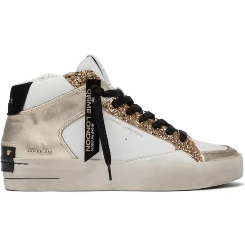 Weiße Leder High-Top Sneaker , Damen, Größe: 36 EU - Crime London - Modalova