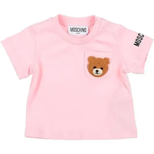 Rosa Neonata T-Shirt mit Logo - Moschino - Modalova