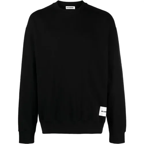 Schwarze Sweaters mit Logo Patch , Herren, Größe: L - Jil Sander - Modalova