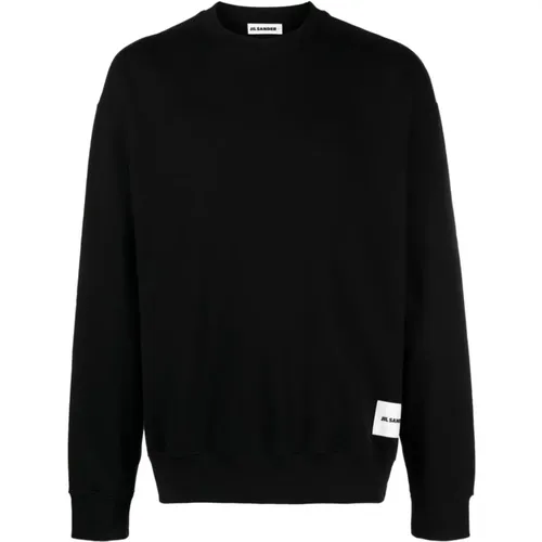 Schwarze Sweaters mit Logo Patch , Herren, Größe: M - Jil Sander - Modalova