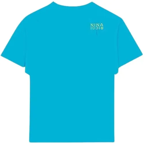 Blaues Baumwoll-Jersey T-Shirt mit Stickerei - Nina Ricci - Modalova