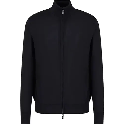 Schwarzer Zip-Through Dolcevita Pullover , Herren, Größe: L - Emporio Armani - Modalova