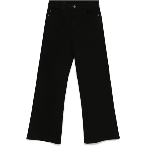 Schwarze Flared Denim Jeans , Damen, Größe: W25 - Emporio Armani - Modalova