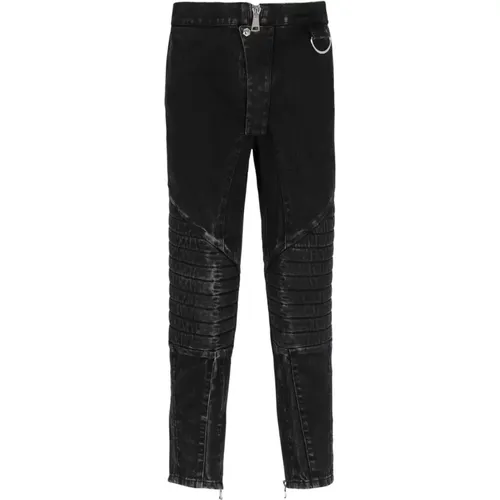 Gerippte Baumwoll-Slim-Fit-Jeans , Herren, Größe: W36 - Balmain - Modalova