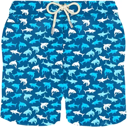 Shark Print Boxer Shorts , male, Sizes: S, XL - Saint Barth - Modalova