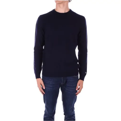 Blaue Logo Pullover , Herren, Größe: S - Woolrich - Modalova