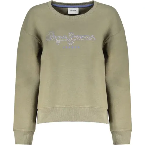 Grüner Baumwoll-Sweatshirt mit Logoaufdruck , Damen, Größe: L - Pepe Jeans - Modalova