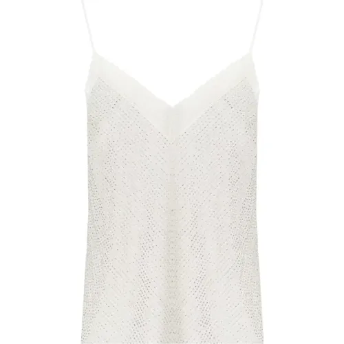 Ivory Beaded Georgette Top - Elisabetta Franchi - Modalova