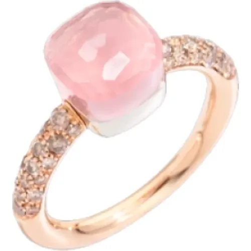 Petit Nudo Ring - Roségold, Brauner Diamant, Rosenquarz, Weißgold - Pomellato - Modalova