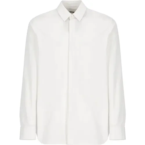 Weißes Baumwollhemd mit Kragen , Herren, Größe: L - Jil Sander - Modalova