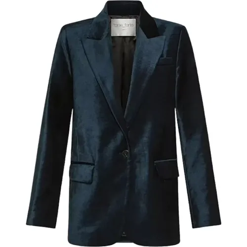 Blauer Samt Deconstructed Blazer , Damen, Größe: M - Forte Forte - Modalova