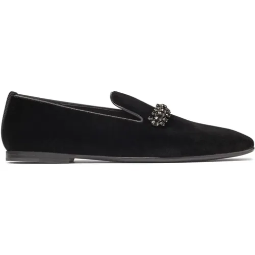 Leather Flat Shoes with Crystal Embellishment , female, Sizes: 5 UK, 4 UK - Jimmy Choo - Modalova