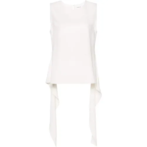 Cream Asymmetrical Sleeveless Blouse , female, Sizes: M - P.a.r.o.s.h. - Modalova