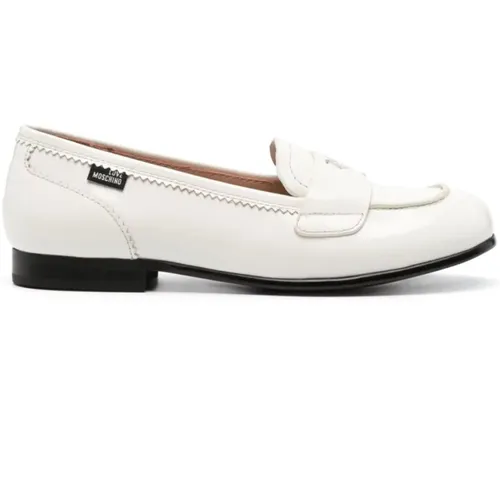Weiße Sandalen mit herzförmigem Penny-Schlitz , Damen, Größe: 37 EU - Love Moschino - Modalova