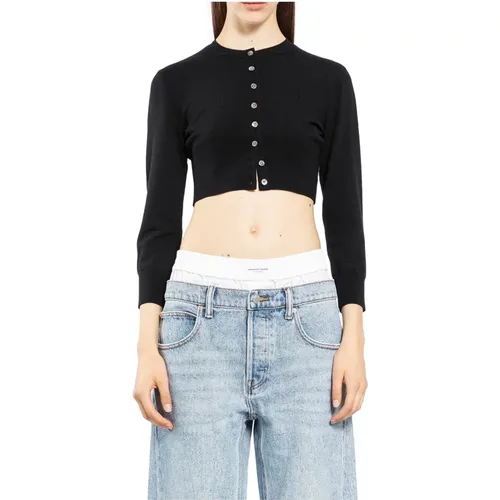 Embossed Logo Cropped Cardigan , female, Sizes: S, L, M, XS - alexander wang - Modalova