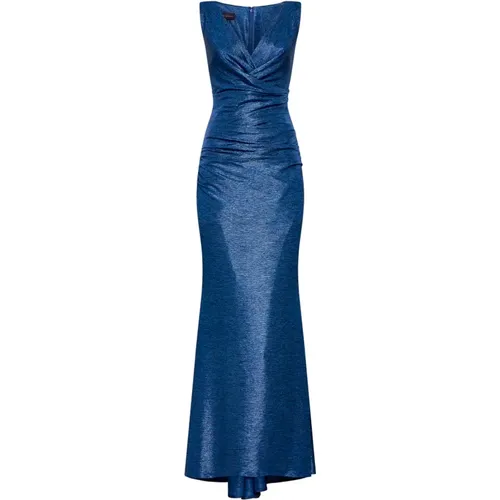 Blaues Metallic-Gedrucktes Abendkleid - Talbot Runhof - Modalova