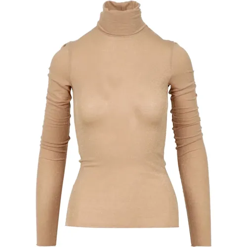 Goldener Rollkragen Lurex Tüll Pullover - Simona Corsellini - Modalova