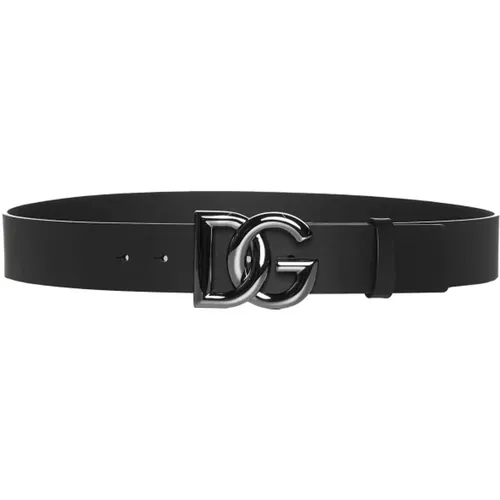 Leather Belt with DG Logo , male, Sizes: 85 CM - Dolce & Gabbana - Modalova