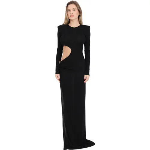 Gowns,Schwarzes Kleid mit Rückenreißverschluss Schlitz - Elisabetta Franchi - Modalova