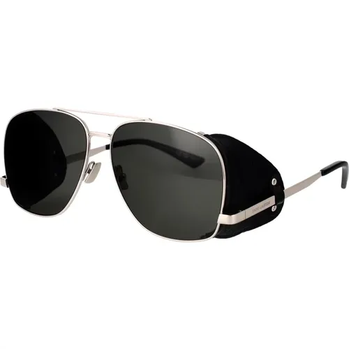 Leder Spoiler Sonnenbrille - Saint Laurent - Modalova