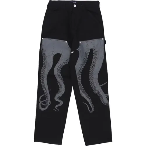 Schwarze Doppelknie Streetwear Hose , Herren, Größe: W34 - Octopus - Modalova