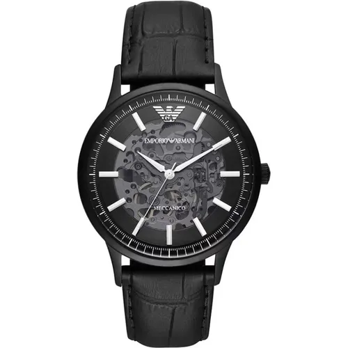 Leather Automatic Watch, Classic Style , male, Sizes: ONE SIZE - Emporio Armani - Modalova