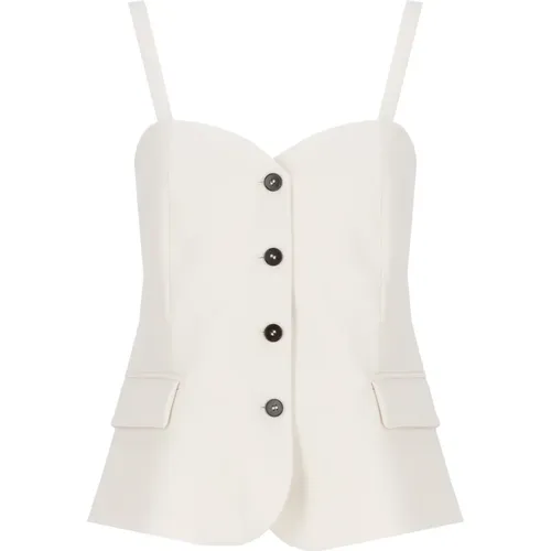 Ivory Wollmischung Sweetheart Top - Antonelli Firenze - Modalova