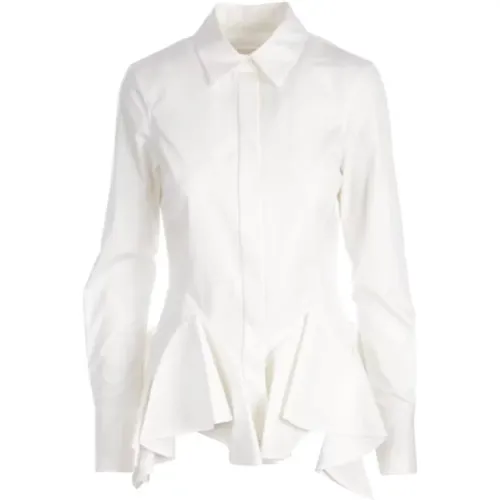 Fitted Cotton Poplin Shirt with Ruffled Hem , female, Sizes: S - Givenchy - Modalova