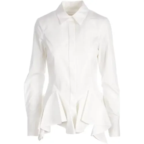 Fitted Cotton Poplin Shirt with Ruffled Hem , female, Sizes: S, XS - Givenchy - Modalova
