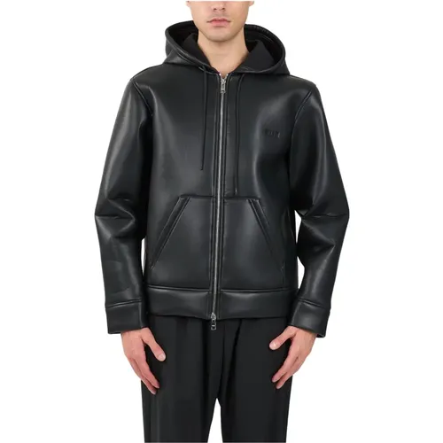 Faux Leather Hooded Jacket , male, Sizes: XL, L - Msgm - Modalova