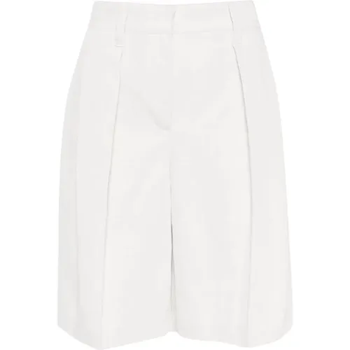 Cotton and Linen Shorts , female, Sizes: M, XS, S, 2XS - BRUNELLO CUCINELLI - Modalova