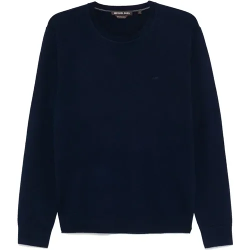 Blauer Merinowollpullover mit besticktem Logo,Einfacher Pullover mit Logo-Stickereien - Michael Kors - Modalova