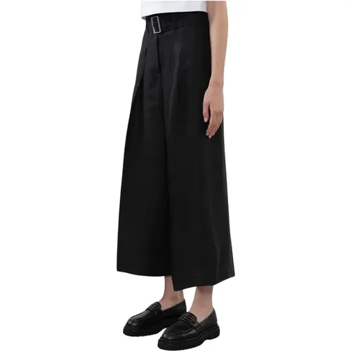 Linen Pleated Pants with High Waist , female, Sizes: S, XS, M - PESERICO - Modalova