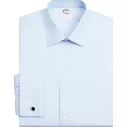 Hellblaues Traditionelles Fit Non-Iron Stretch Supima Baumwolle Pinpoint Oxford Hemd mit Ainsley Kragen , Herren, Größe: L - Brooks Brothers - Modalova