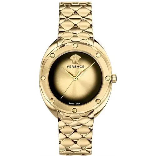Gold Analog Stainless Steel Bracelet Watch , female, Sizes: ONE SIZE - Versace - Modalova