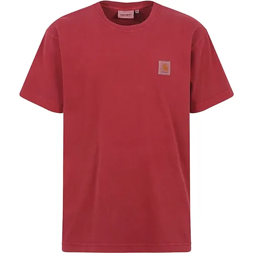 Rotes T-Shirt mit Rundhalsausschnitt und Logo , Herren, Größe: M - Carhartt WIP - Modalova