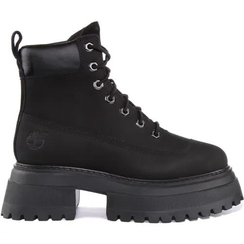 Schwarze Plateau-Schnürstiefel , Damen, Größe: 38 EU - Timberland - Modalova