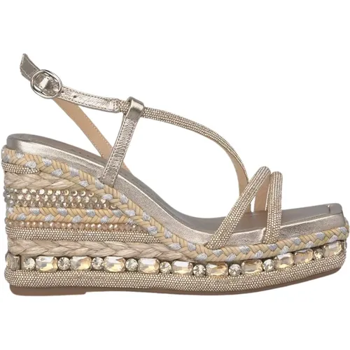 Wedge Sandal with Rhinestone Straps , female, Sizes: 5 UK, 7 UK, 6 UK, 8 UK - Alma en Pena - Modalova