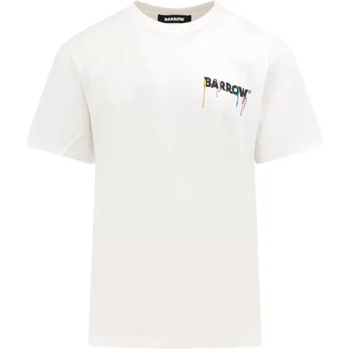 T-Shirt mit Logo-Print aus Baumwolle,Beiges Bedrucktes Hemd,Weiße Baumwoll-T-Shirt mit Logo-Print - Barrow - Modalova