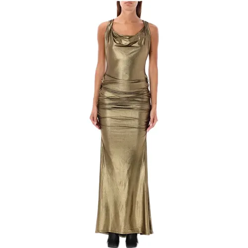 Goldenes Metallic Ärmelloses Cowl Neck Kleid - Vivienne Westwood - Modalova