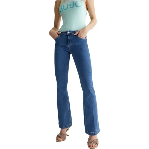 Denim Flare Jeans with Pearls , female, Sizes: W27, W25, W31, W33, W32 - Liu Jo - Modalova