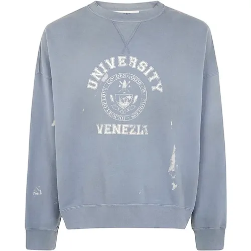 Vintage College Print Crew Neck Sweatshirt , Herren, Größe: M - Golden Goose - Modalova